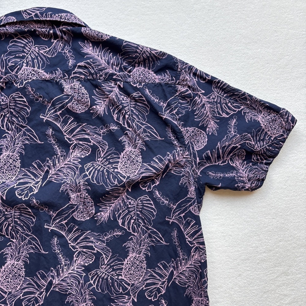 Sunrise Kingdom Men XL Hawaiian Shirt Pineapple Leaves Tropical Short Sleeve - Picture 16 of 16